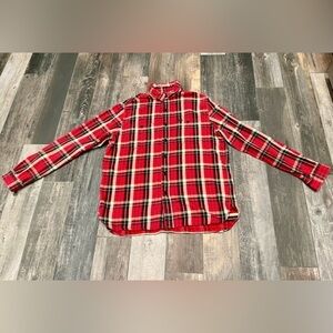 Ralph Lauren Polo Country Mens vintage XL Flannel Button Cotton Shirt plaid red